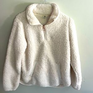 Adrienne Vittadini Sport Sherpa Quarter Zip Pullover Sweater